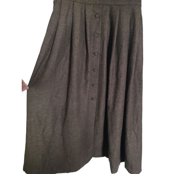 Linennaive DARK AMBER 11 ACADEMIA WOOL MIDI DRESS Size Small NWT - Picture 6 of 9